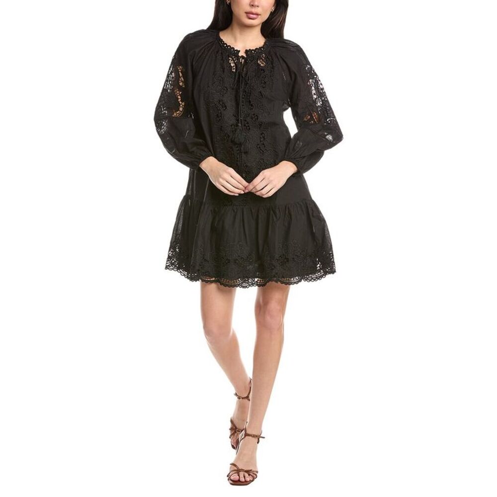 Stellah Womens  Greta Eyelet Trimmed Mini Dress, Black